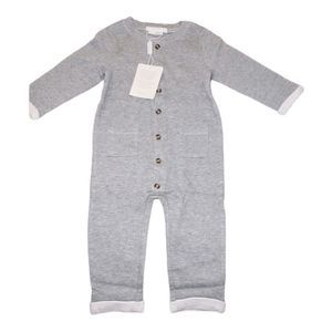 Firsts by Petit Lem Gray Knit Long Romper NEW Button Front Infant Size 12 Mo
